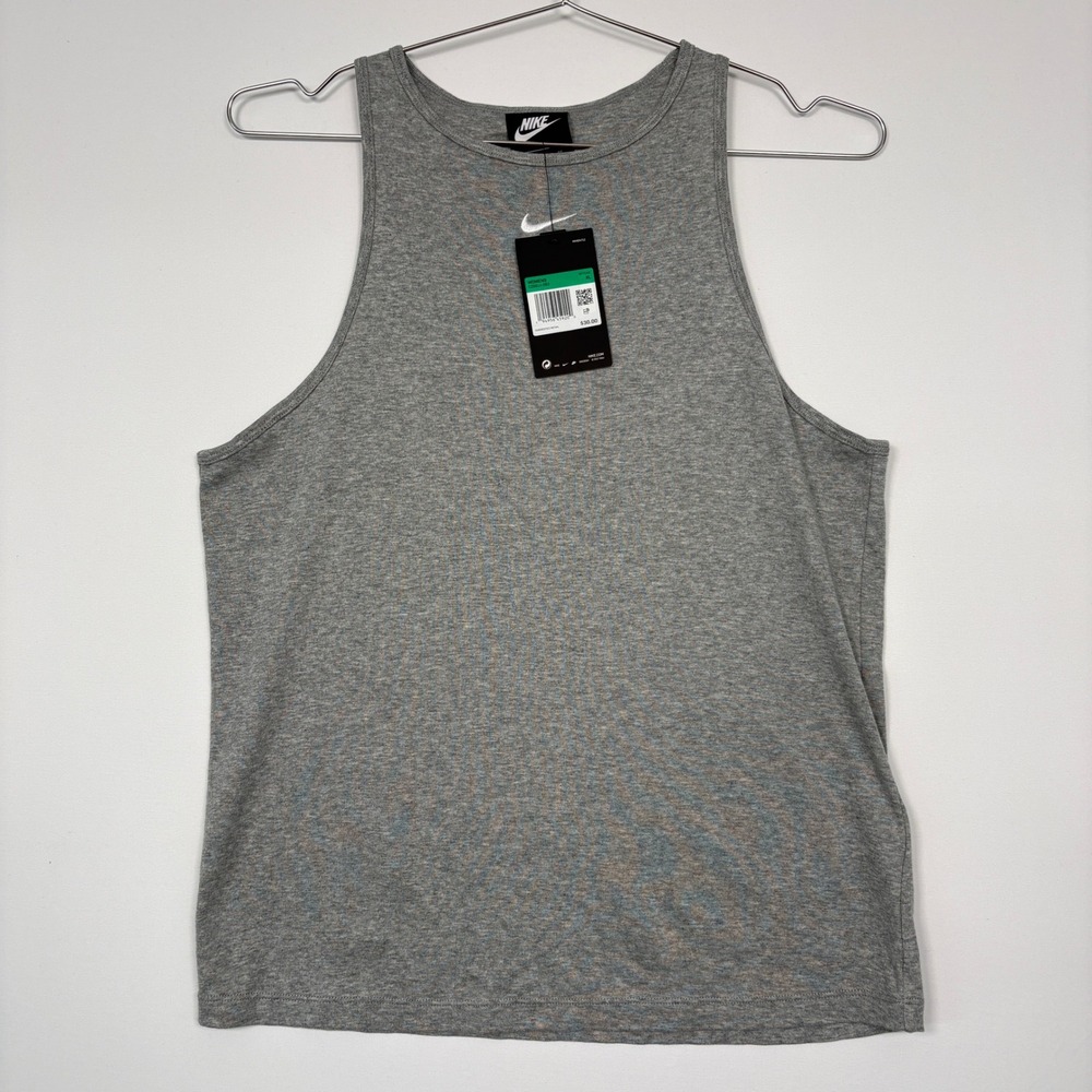 Nike Womens Tank Top XL Grey Sportswear Essential Tight Fit CZ9814-063 NWT Gym